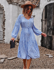 Boho Midi Dress, Claire in Blue