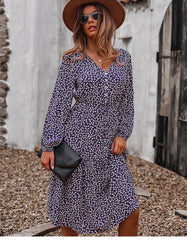 Boho Midi Dress, Claire in Navy