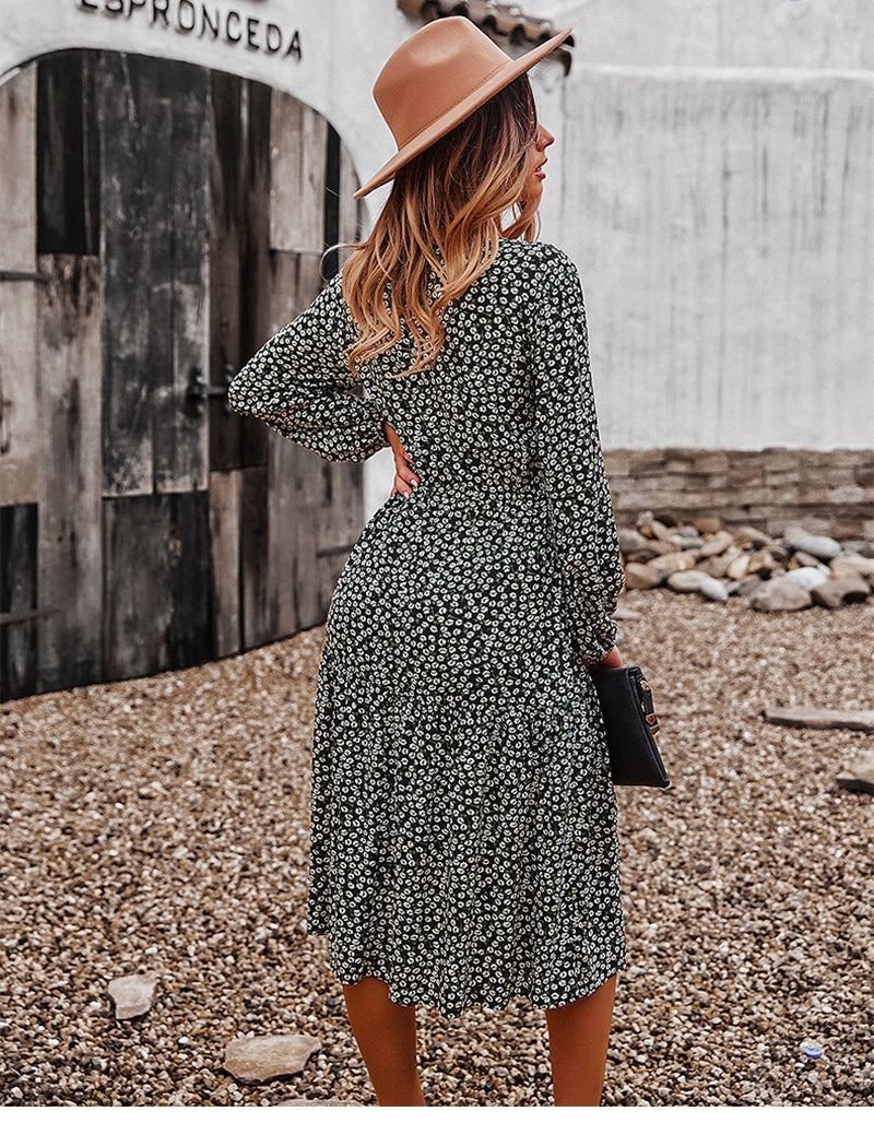 Boho Midi Dress, Claire in Black