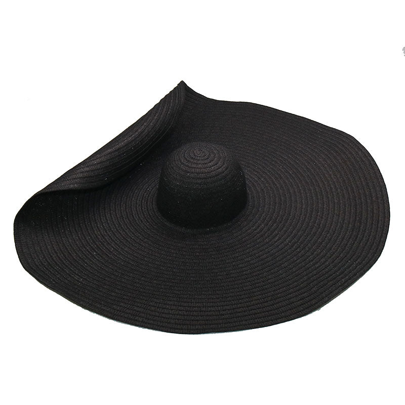 Boho Hat, Sun Beach Hat, Wide Brim Paper Straw Hat 30 cm Brim, Mila in Brown, Beige and Black