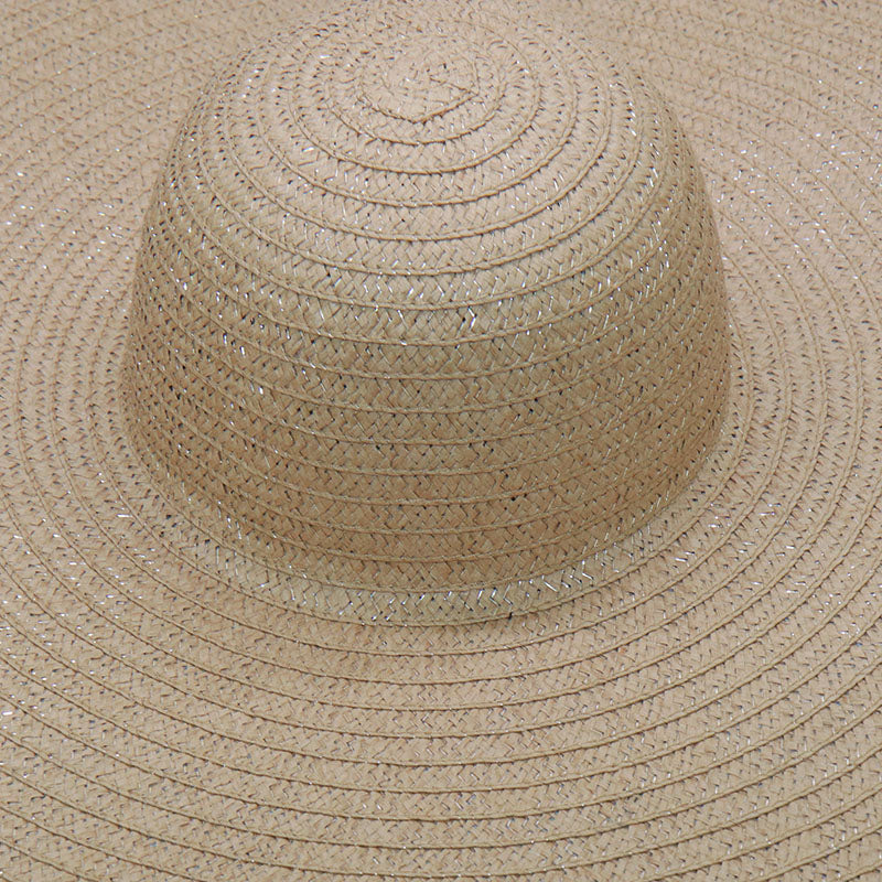 Boho Hat, Sun Beach Hat, Wide Brim Paper Straw Hat 30 cm Brim, Mila in Brown, Beige and Black