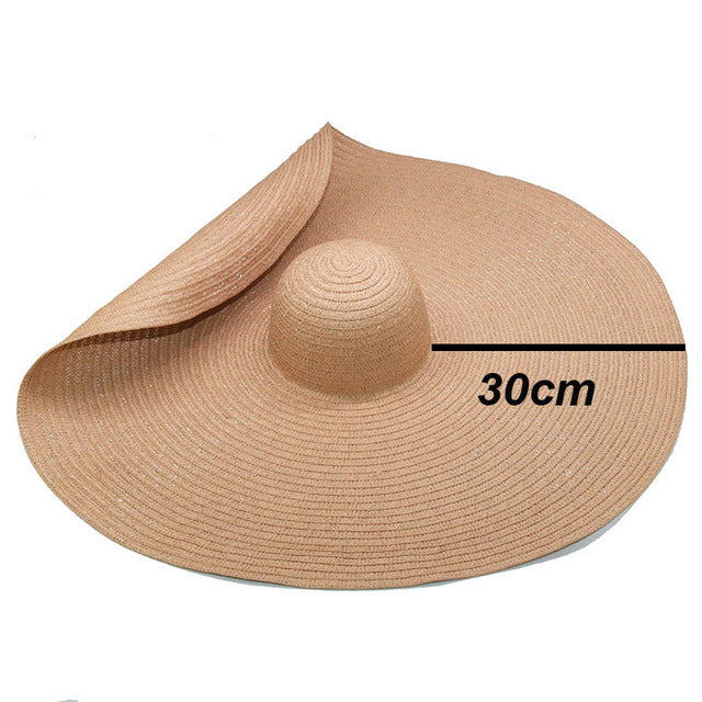 Boho Hat, Sun Beach Hat, Wide Brim Paper Straw Hat 30 cm Brim, Mila in Brown, Beige and Black