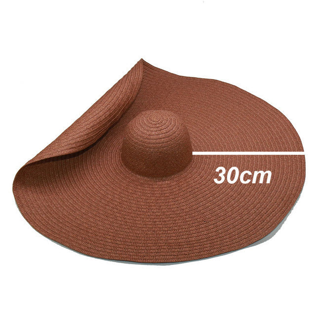 Boho Hat, Sun Beach Hat, Wide Brim Paper Straw Hat 30 cm Brim, Mila in Brown, Beige and Black