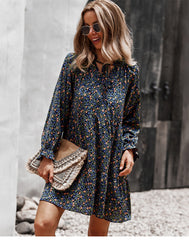 Boho Mini Dress Tunic Dress, Willa in Navy