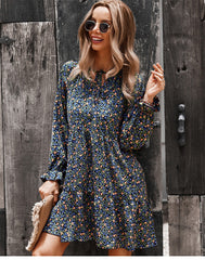 Boho Mini Dress Tunic Dress, Willa in Navy