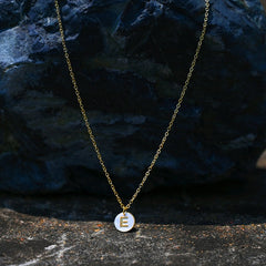 Boho Personalized Custom Necklace, Seed Bead Choker, Pearl Letter Name Blue