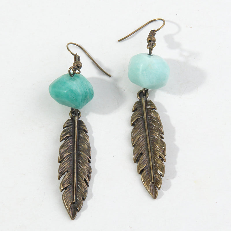 Boho Earrings, RH Dangle Earrings, Feather Jade