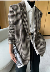 Boho Autumn Blazer, Vintage Plaid Blazer Xena in Black