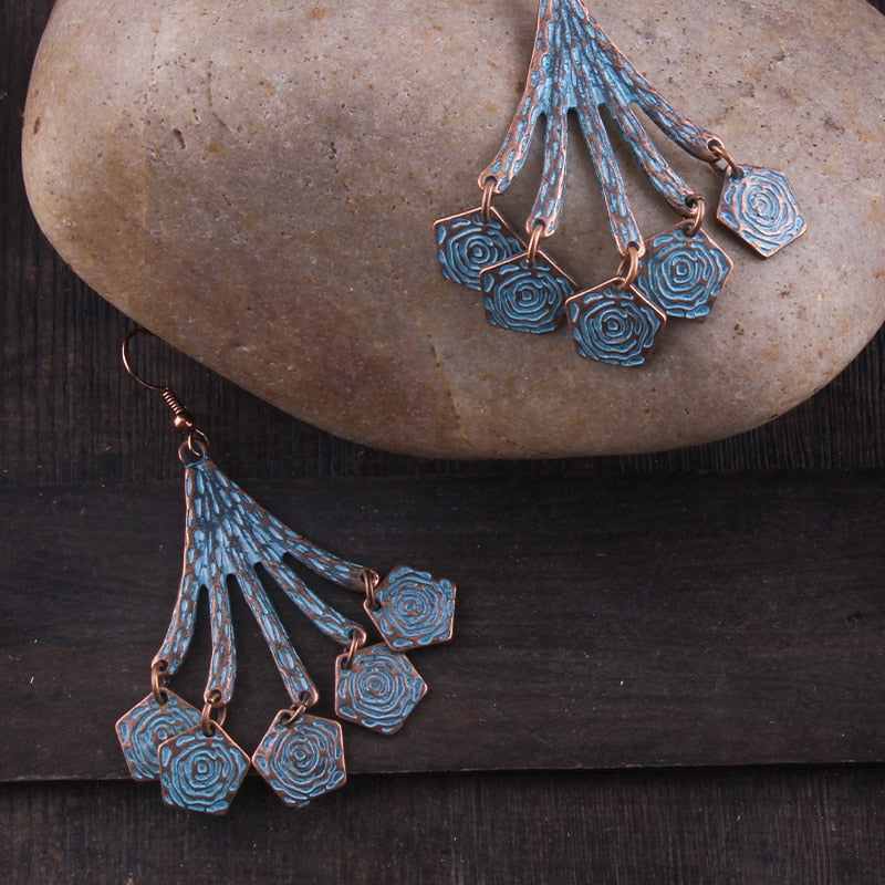 Boho Earrings, RH Dangle Earrings, Feather & Leaf