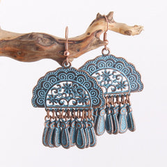 Boho Earrings, RH Dangle Earrings, Feather & Leaf