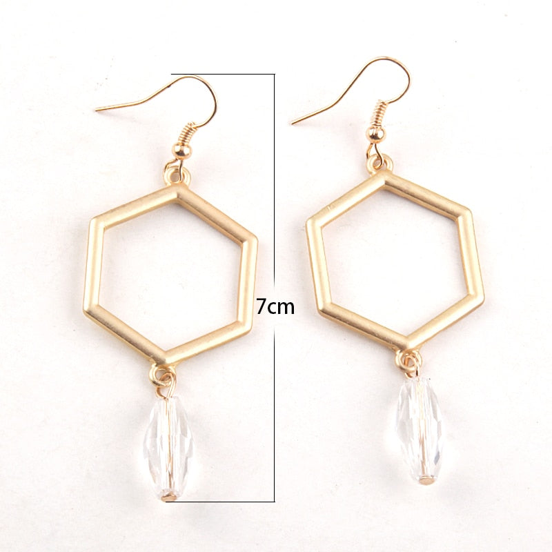 Boho Earrings, RH Dangle Earrings, Hexagon Loop