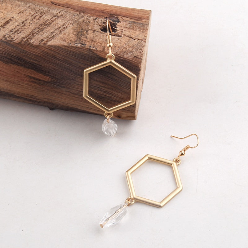 Boho Earrings, RH Dangle Earrings, Hexagon Loop