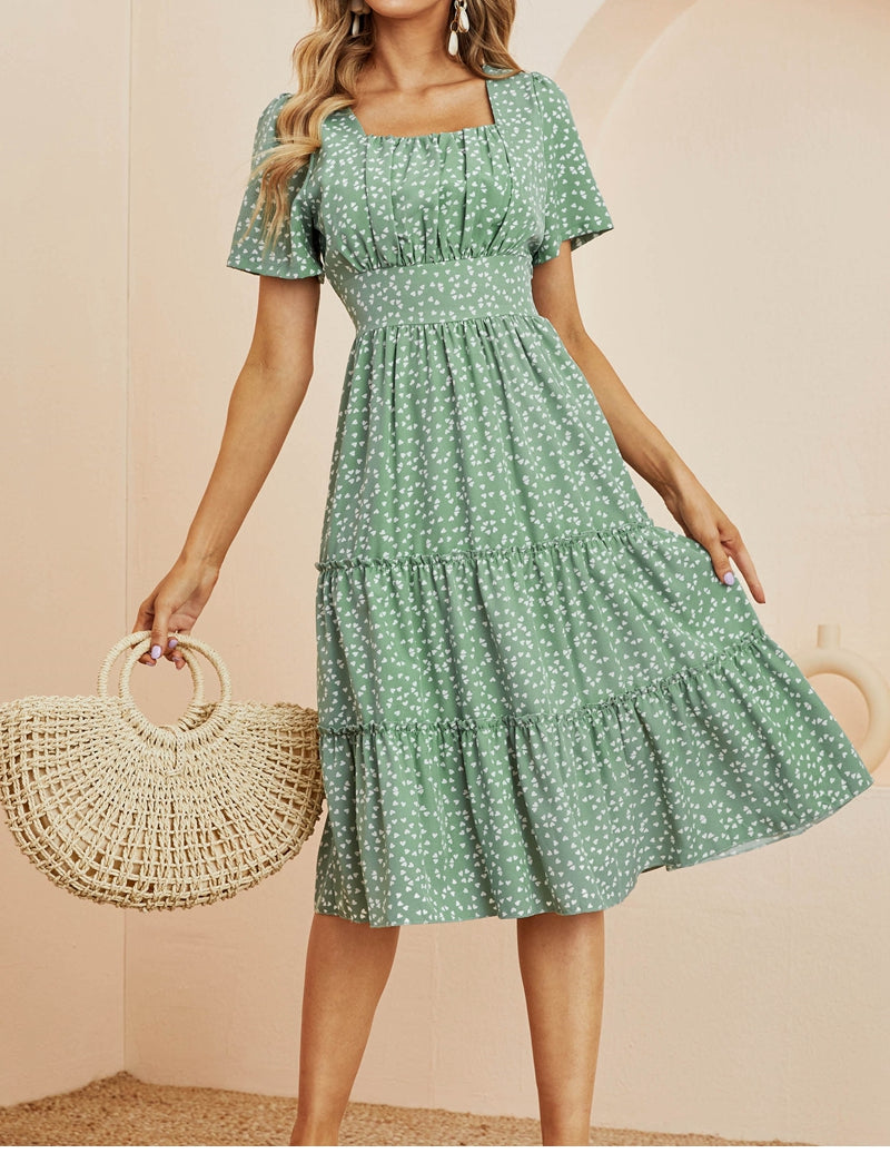 Boho Midi Dress, Mia Raffle Red Heart in Green