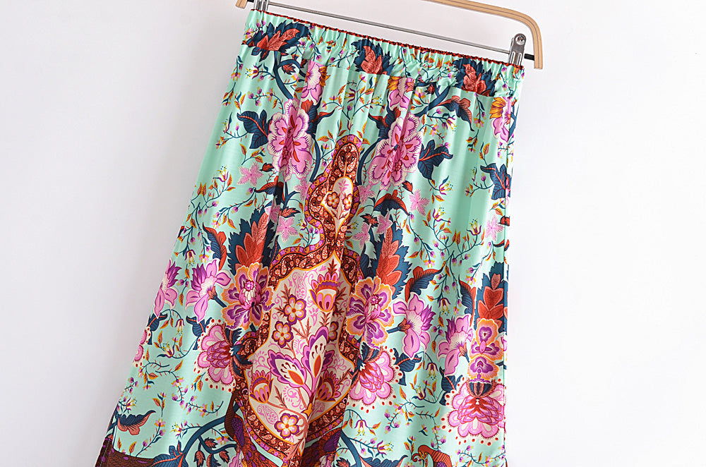 Boho Skirt, Hippie Skirts, Maxi Skirt, Heart Chakra in Green