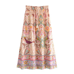 Boho Skirt, Hippie Skirts, Maxi Skirt, Heart Chakra in Pink
