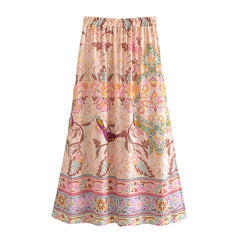 Boho Skirt, Hippie Skirts, Maxi Skirt, Heart Chakra in Pink