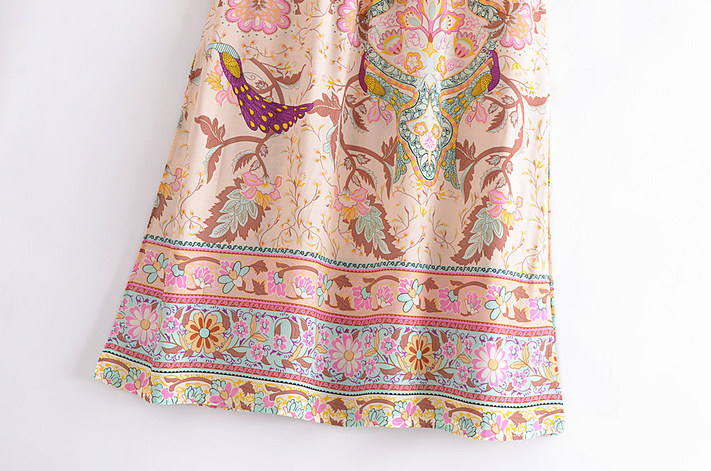 Boho Skirt, Hippie Skirts, Maxi Skirt, Heart Chakra in Pink