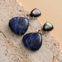 Boho Earrings, Dangle Earrings, Shell Sodalite Ins