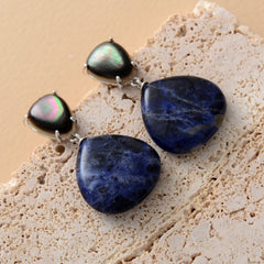Boho Earrings, Dangle Earrings, Shell Sodalite Ins