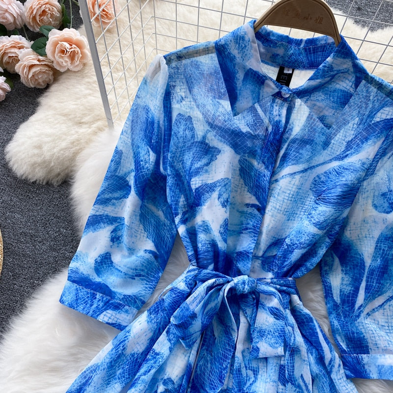 Midii Dress, Boho Vintage Dress, Blueleaf