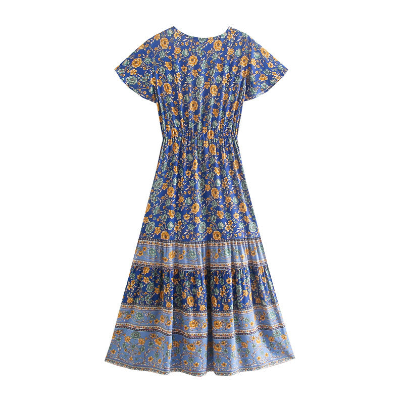 Boho Maxi Dress, Sundress, Blue Delphine