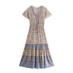 Boho Maxi Dress, Sundress, Blue Delphine