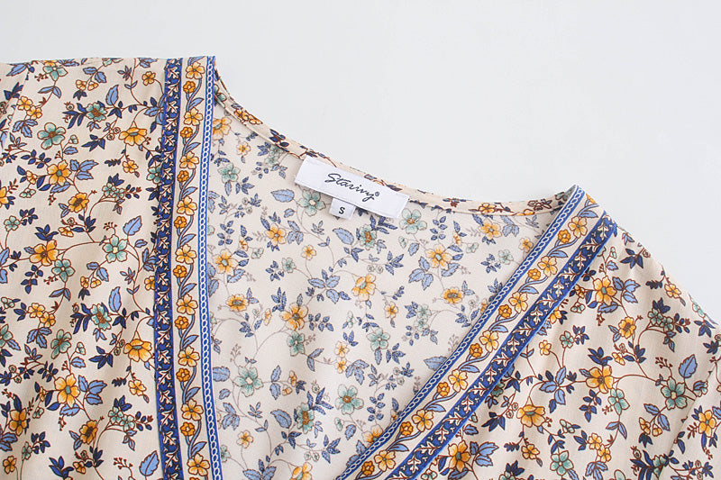 Boho Maxi Dress, Sundress, Blue Delphine