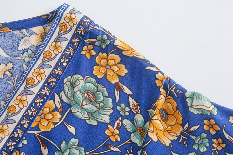 Boho Maxi Dress, Sundress, Blue Delphine
