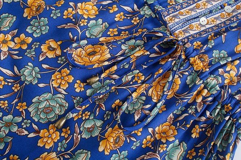 Boho Maxi Dress, Sundress, Blue Delphine