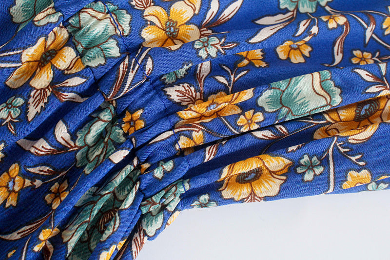 Boho Maxi Dress, Sundress, Blue Delphine