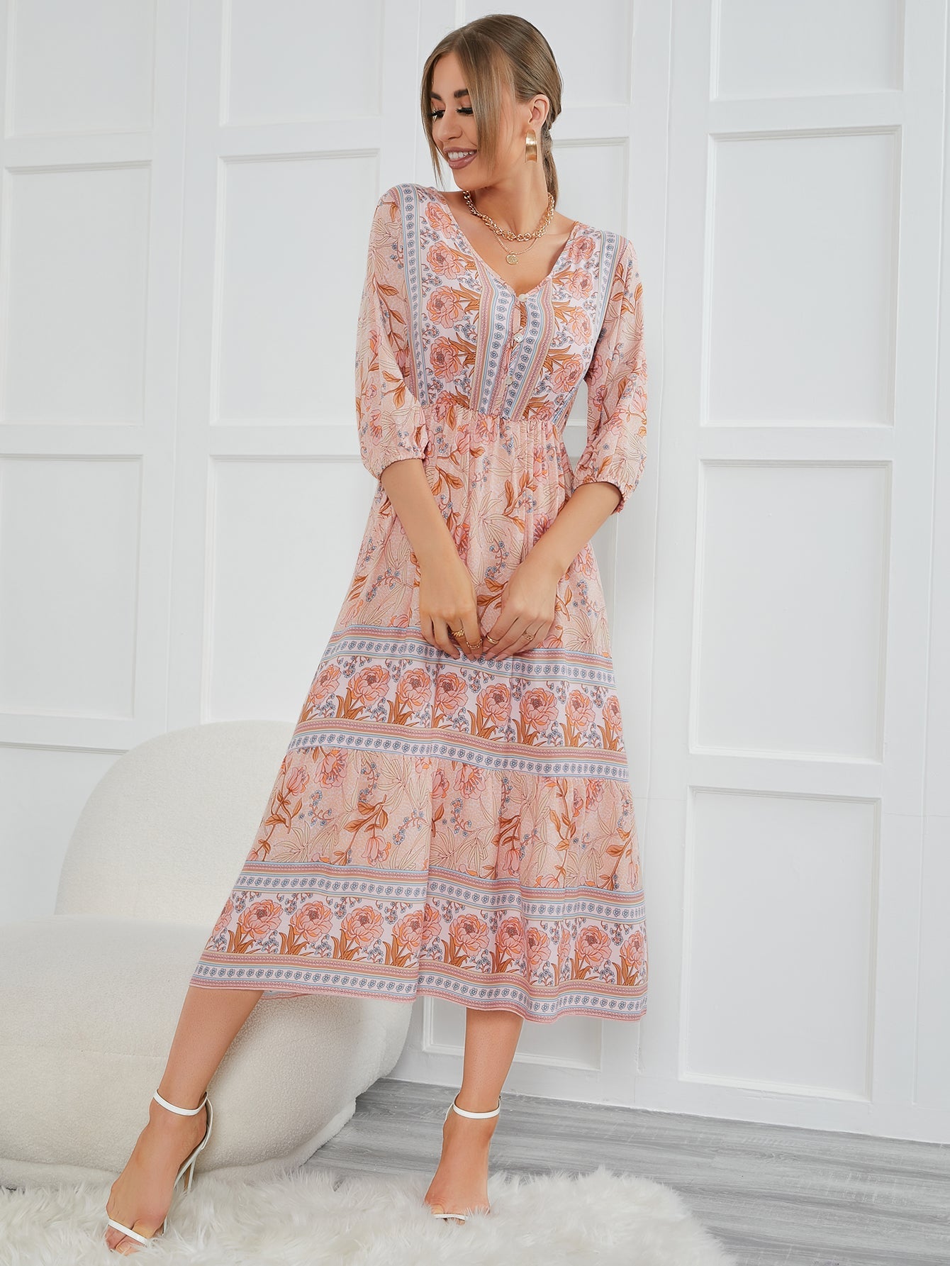 Boho Maxi Dress, Sundress, Lily-Rose in Orose