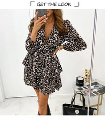 Boho Mini Dress Vintage Dress, Gabriela Leopard