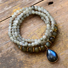 Boho Necklace, Bijou  Bodhi Labradorite Beaded Choker