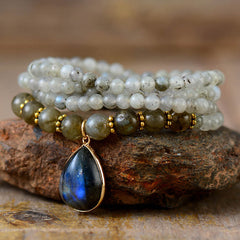 Boho Necklace, Bijou  Bodhi Labradorite Beaded Choker