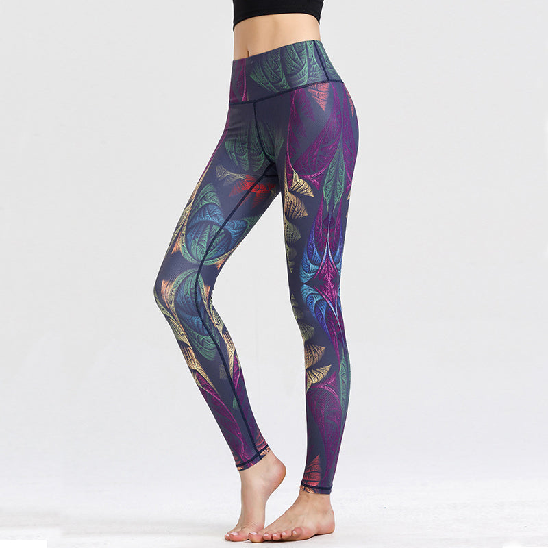 Yoga Legging, Yoga Pants, Boho Legging, Tight with Pocket in Purple Peacock