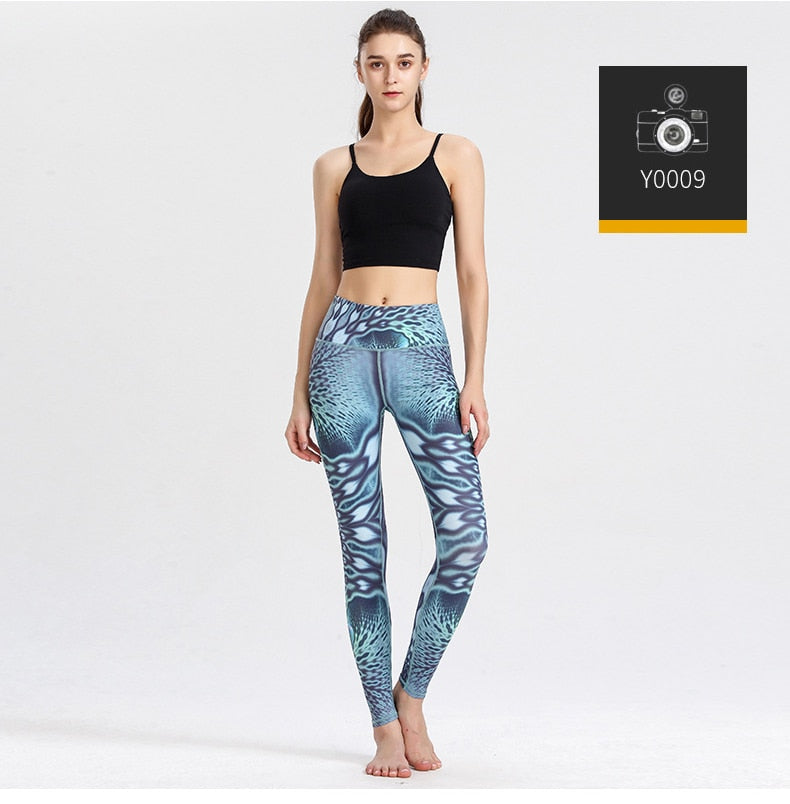 Yoga Legging, Yoga Pants, Boho Legging, Tight with Pocket in Blue Coral
