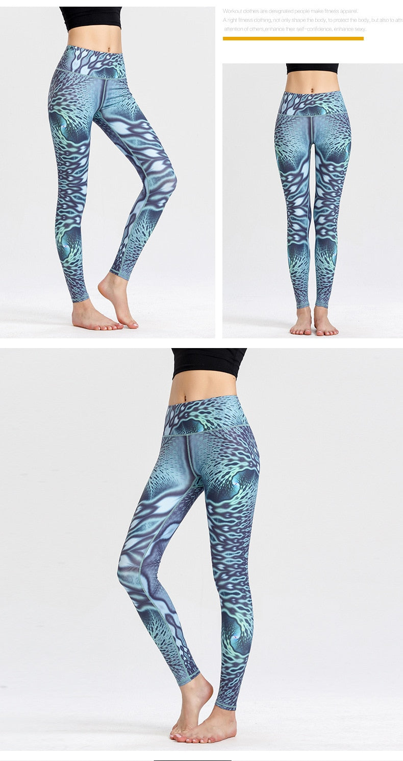 Yoga Legging, Yoga Pants, Boho Legging, Tight with Pocket in Blue Coral