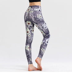 Yoga Legging, Yoga Pants, Boho Legging, Tight with Pocket in Purple Daisy