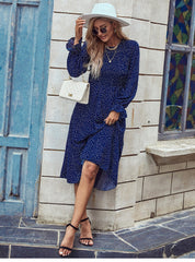 Boho Midi Dress, Amelia Blue Polka Dot