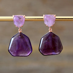 Boho Earrings, Dangle Earrings, Amythyst Tiger Eye