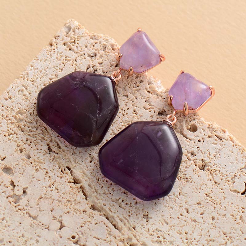 Boho Earrings, Dangle Earrings, Amythyst Tiger Eye
