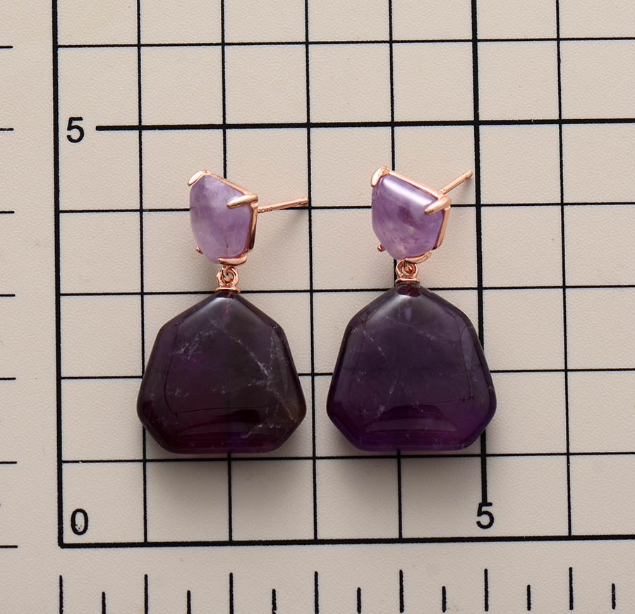 Boho Earrings, Dangle Earrings, Amythyst Tiger Eye