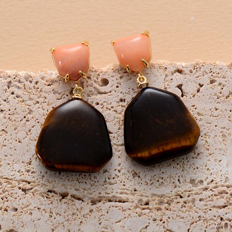 Boho Earrings, Dangle Earrings, Amythyst Tiger Eye