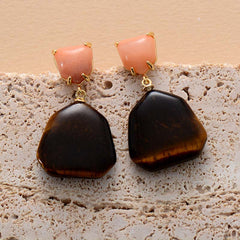 Boho Earrings, Dangle Earrings, Amythyst Tiger Eye