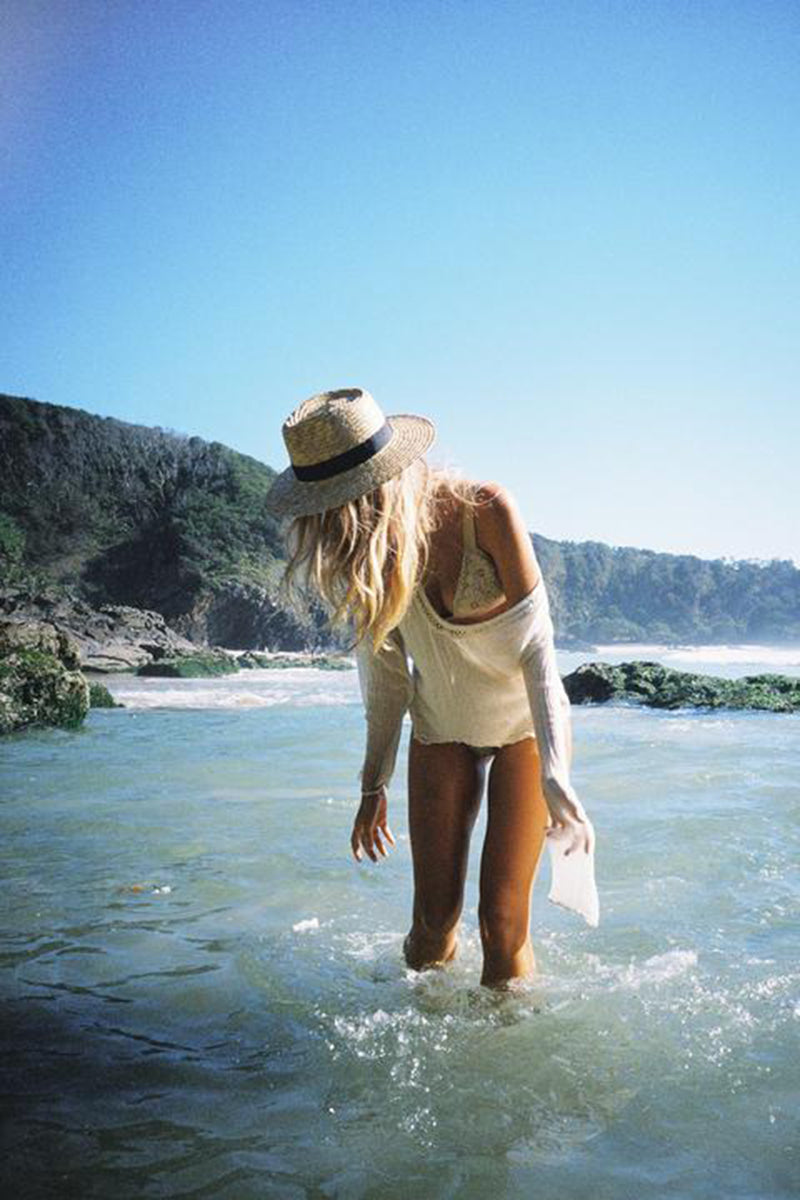 Boho Hat, Sun Hat, Beach Hat, Fedora Straw Hat, Avery Black Ribbon