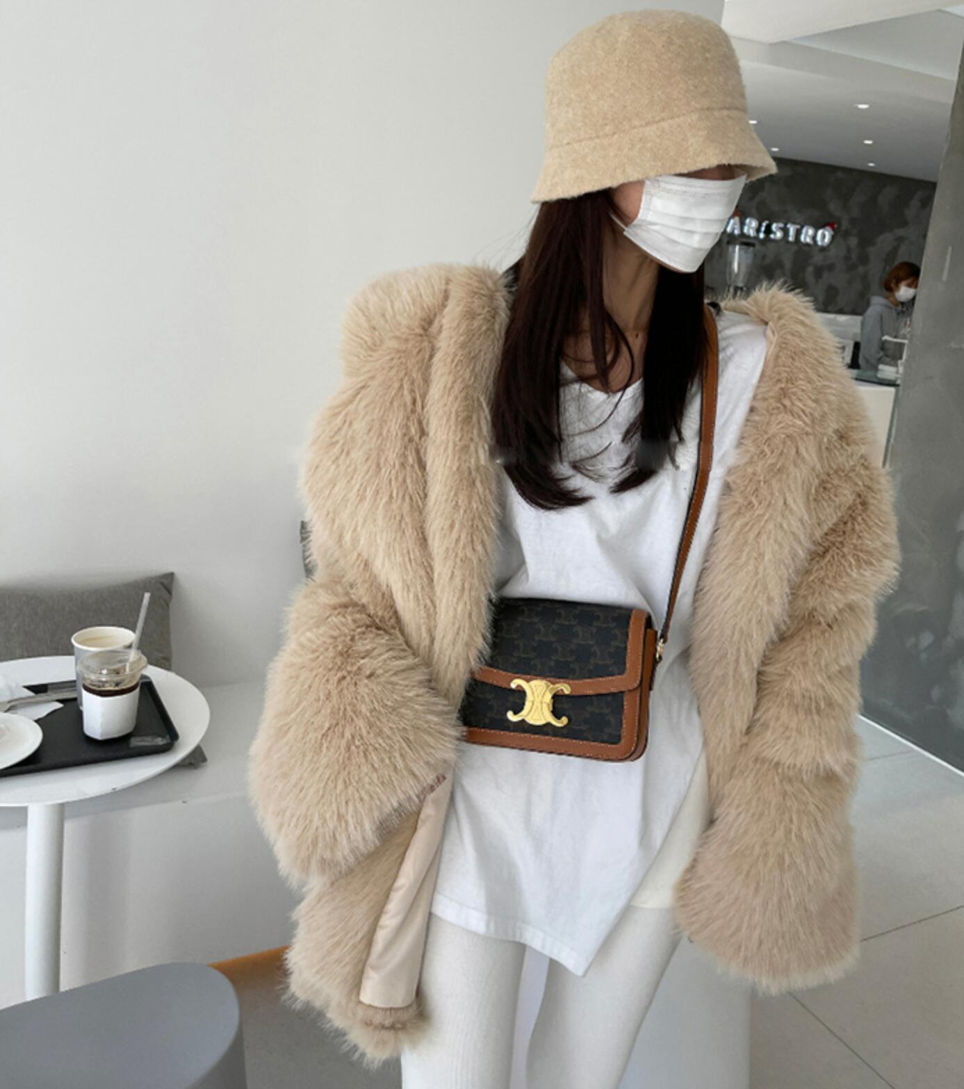 Boho Winter Coat, Fur Coat, Faux Fox Fur, Jolie in Brown
