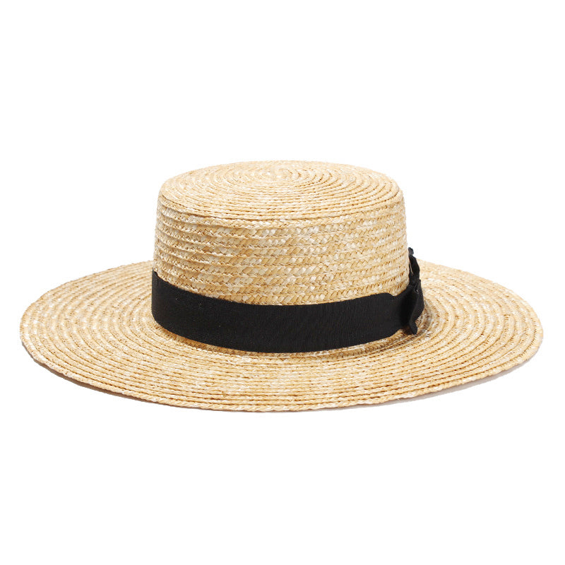 Boho Hat, Sun Hat, Beach Hat, Straw Hat, Gianna White and Black Ribbon