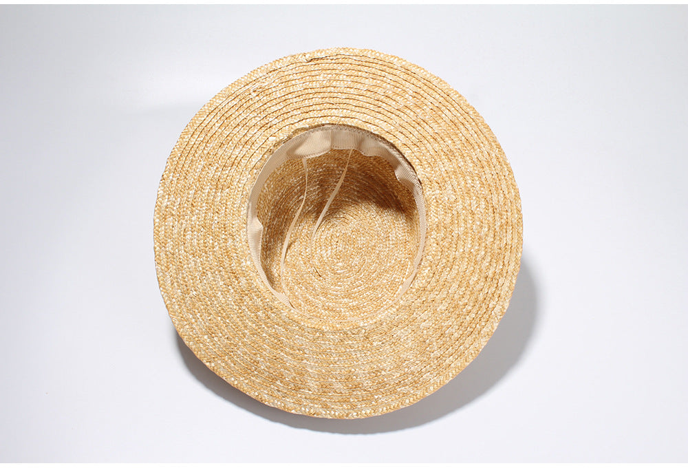 Boho Hat, Sun Hat, Beach Hat, Straw Hat, Gianna White and Black Ribbon