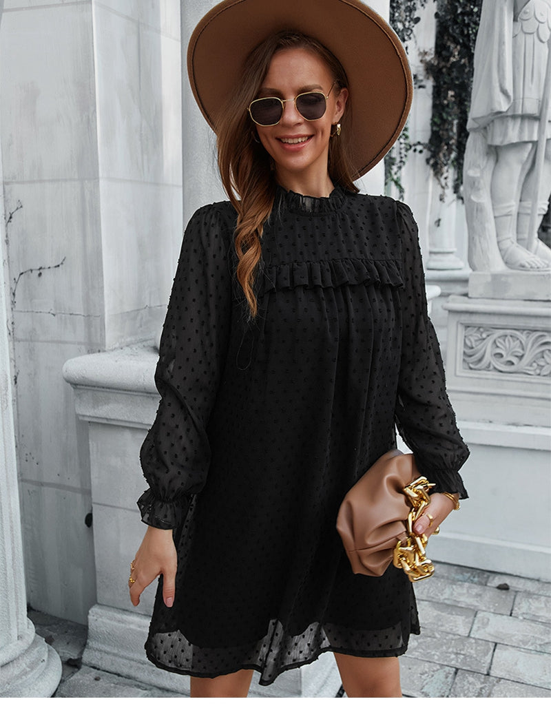 Boho Mini Dress Tunic Dress, Willow in Black