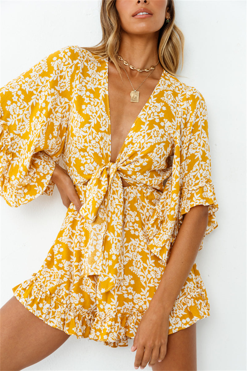 Boho Jumpsuit, Boho Romper, Playsuit, Florence in Green